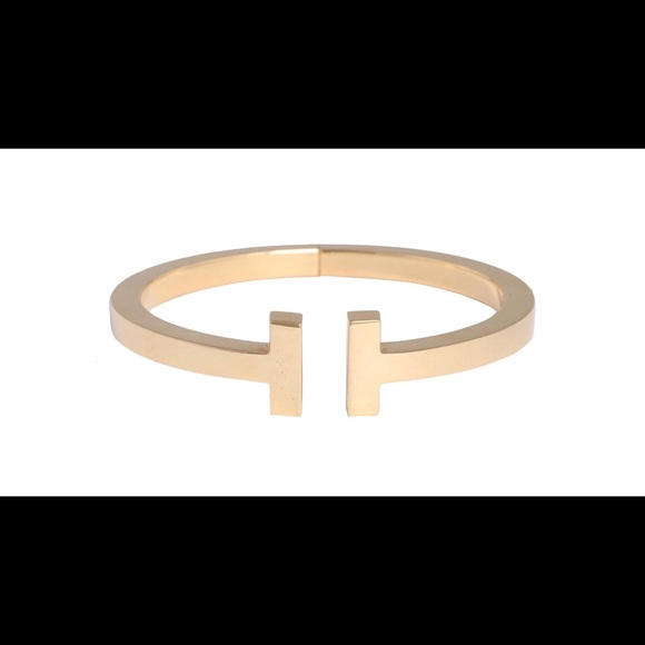 TIFFANY &CO 18 k gold Squared T 5 MM WIDE bracelet - Picture 6 of 8